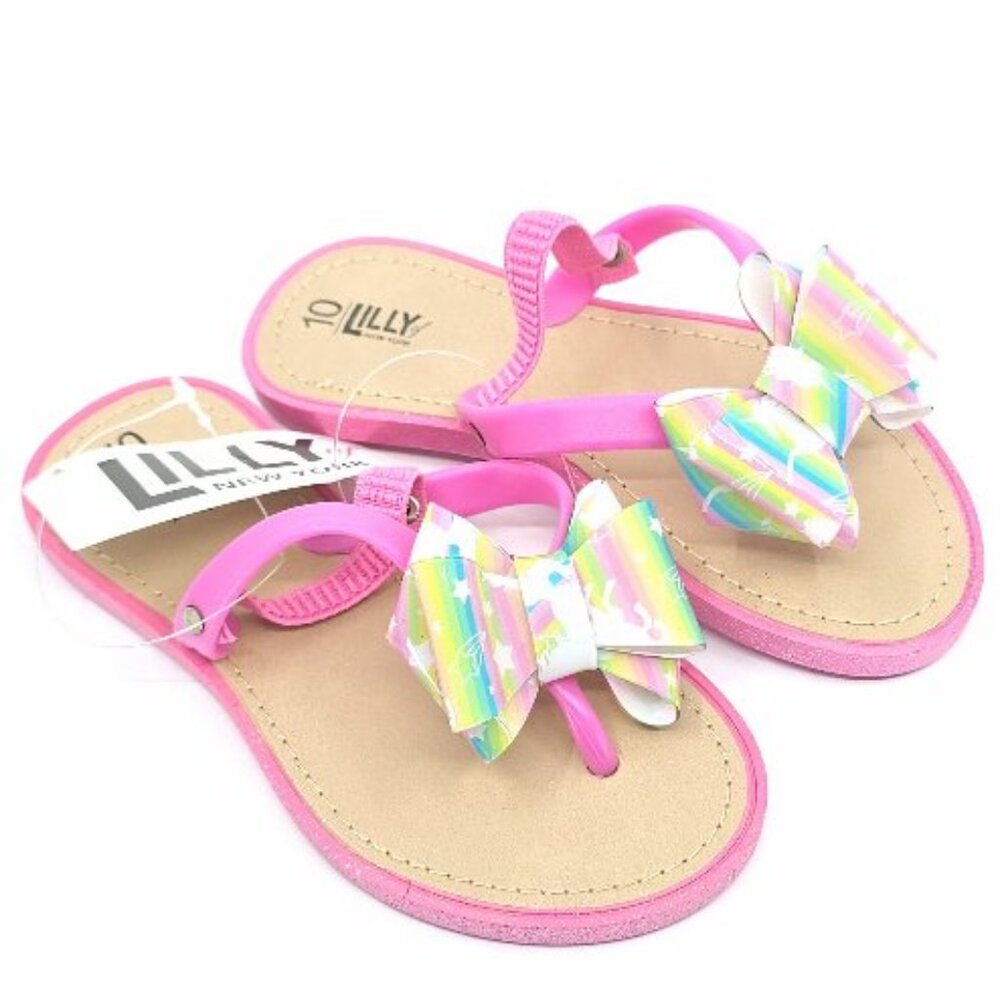 Pink Sandals with Rainbow and Unicorn Bow